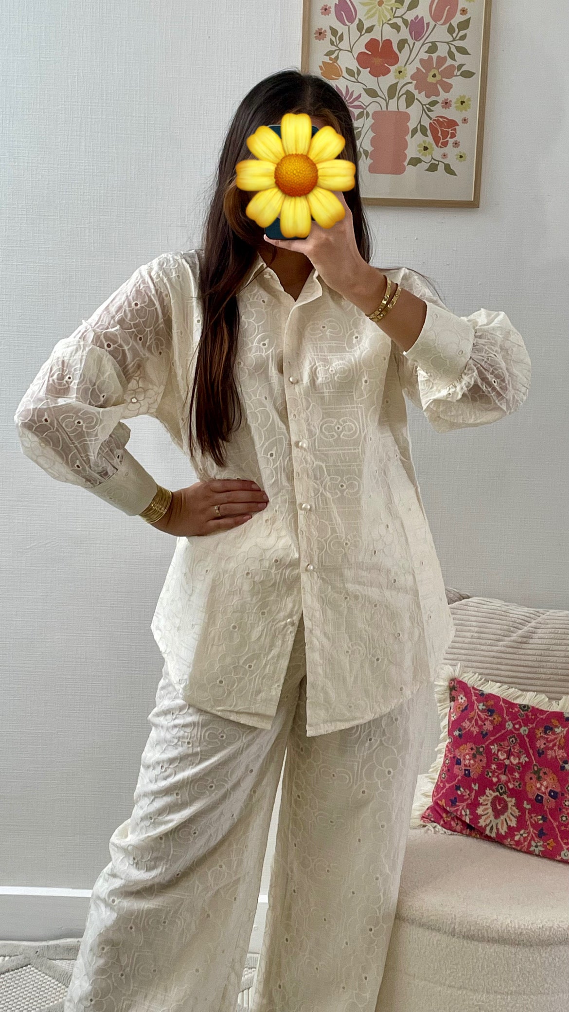 Ensemble crème brodé