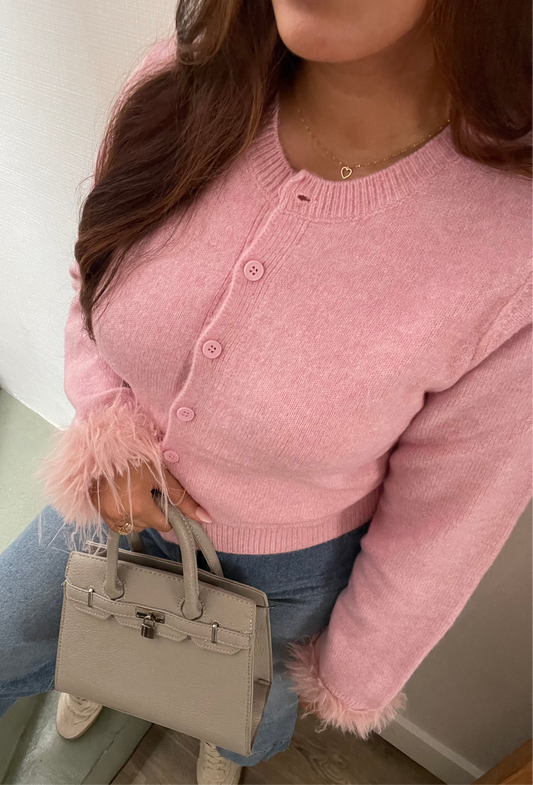 Gilet en Maille Rose